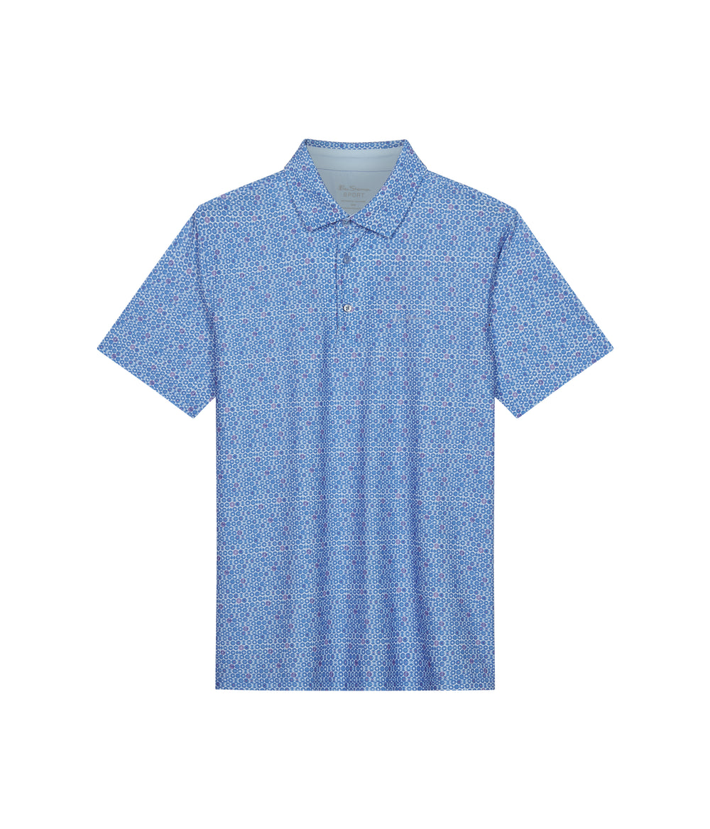 Polos Ben Sherman Broken Record Tech Jersey Sports Fit Bleu | HVM-28543926